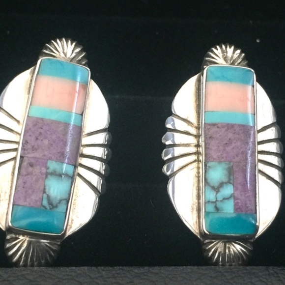 SS Earrings with a Colorful Stone - Picture 1 of 1